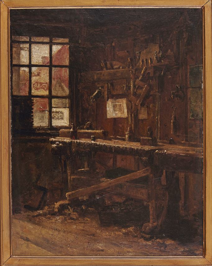 Henri de Braekeleer - Interior of a carpenters workshop | MasterArt